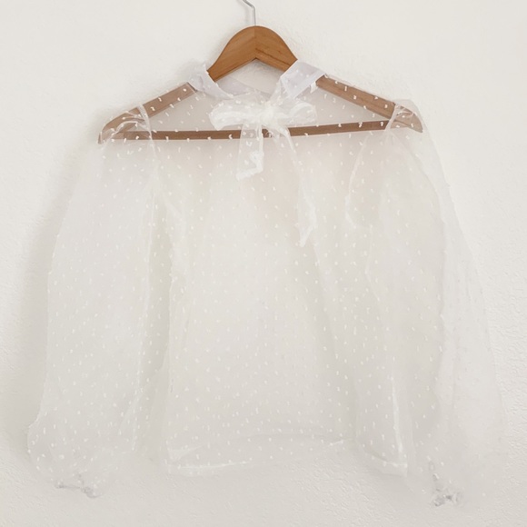 Polka Dot Mesh Top - Picture 5 of 9